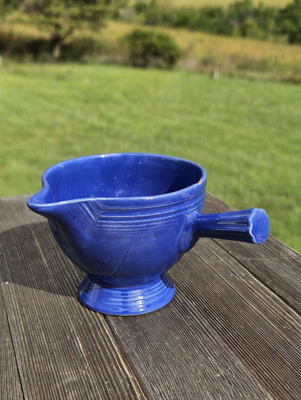 Vintage Fiesta Cobalt Blue Stick Handle Creamer Pitcher 1930s